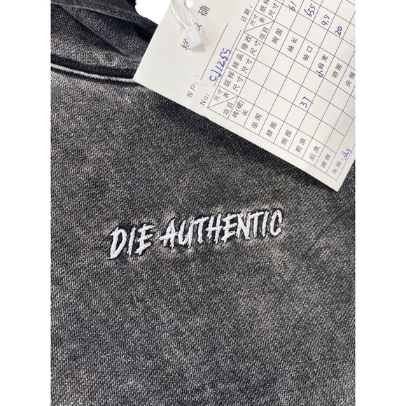Die Authentic Distressed Die Washed Gray embroided Hoodie Sweatshirt L SKU 9333 - Picture 3 of 15